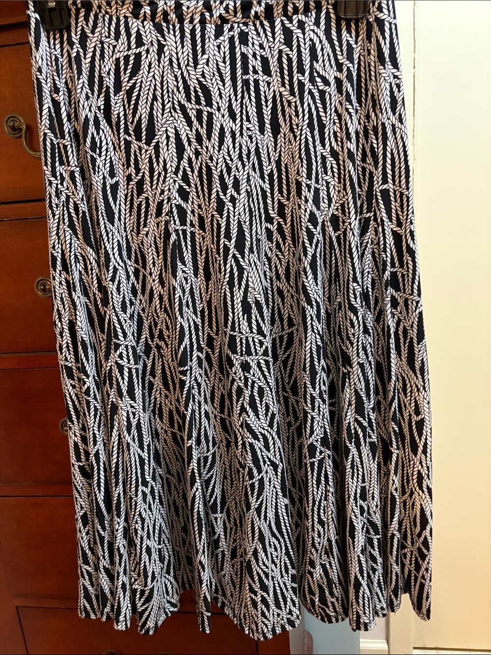 Premise Black Maxi Skirt with White Rope Print